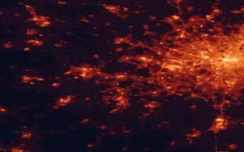 Satellite night-light map of the 50 km around Bracknell, with London, Reading and Slough marked