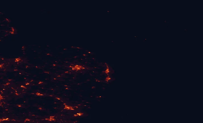 Satellite night-light map of the 100 km around the Broads, with Norwich, Great Yarmouth and Ipswich marked
