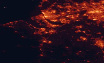 Satellite night-light map of the 50 km around Chester, with Liverpool, Birkenhead and Manchester marked