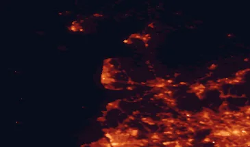 Satellite night-light map of the 50 km around Fylde, with Preston, Liverpool and Manchester marked
