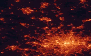 Satellite night-light map of the 50 km around Hemel Hempstead, with London, Luton and Islington marked