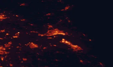 Satellite night-light map of the 50 km around Kingston upon Hull, with Grimsby, Scunthorpe and Beverley marked