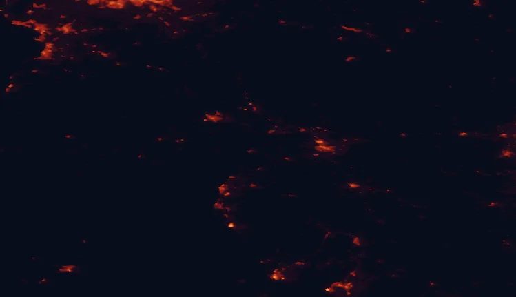 Satellite night-light map of the 100 km around the Solway Coast, with Carlisle, Dumfries and Barrow in Furness marked