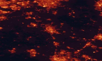 Satellite night-light map of the 50 km around Stoke-on-Trent, with Wolverhampton, Derby and Telford marked