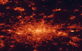 Satellite night-light map of the 50 km around Tottenham, with London, Islington and City of Westminster marked