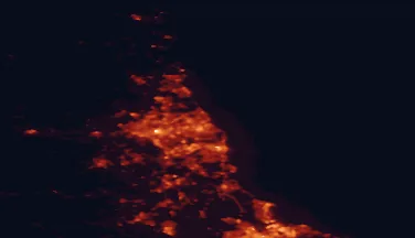 Satellite night-light map of the 50 km around Tynemouth, with Newcastle upon Tyne, Sunderland and Gateshead marked