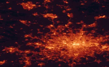 Satellite night-light map of the 50 km around Watford, with London, Islington and Harrow marked