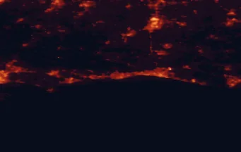 Satellite night-light map of the 50 km around Worthing, with Brighton, Hove and Crawley marked