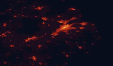 Satellite night-light map of the 50 km around Lisburn, with Belfast, Castlereagh and Newtownabbey marked