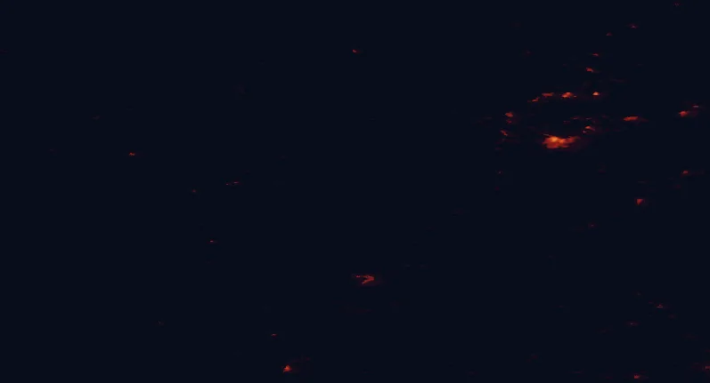 Satellite night-light map of the 100 km around Glen Affric, with Inverness, Fort William and Nairn marked