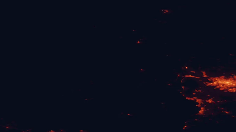 Satellite night-light map of the 100 km around Jura, with Glasgow, Paisley and Greenock marked