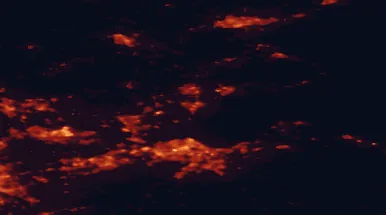 Satellite night-light map of the 50 km around Kirkcaldy, with Edinburgh, Dundee and Glenrothes marked