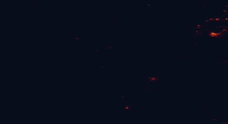 Satellite night-light map of the 100 km around Knoydart, with Inverness, Fort William and Oban marked