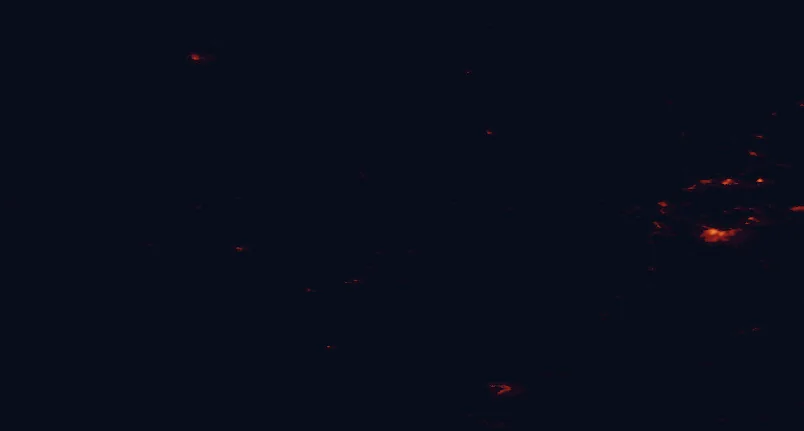 Satellite night-light map of the 100 km around Torridon, with Inverness and Fort William marked