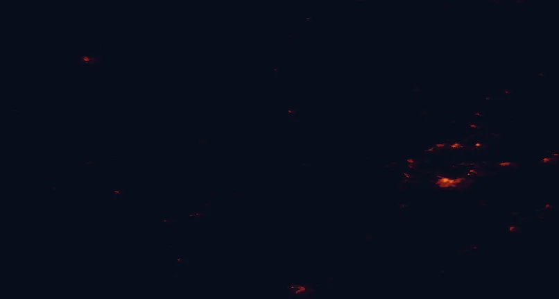 Satellite night-light map of the 100 km around Wester Ross, with Inverness, Fort William and Nairn marked