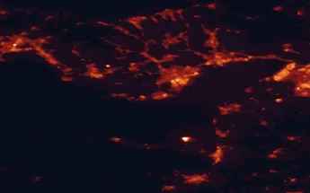 Satellite night-light map of the 50 km around Barry, with Cardiff, Swansea and Newport marked