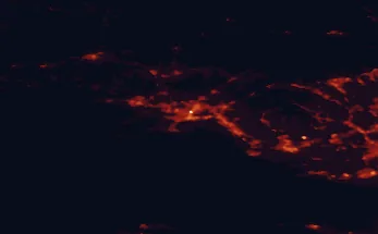 Satellite night-light map of the 50 km around Swansea, with Neath, Briton Ferry and Llanelli marked