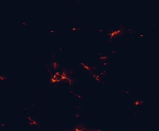 Satellite night-light map of the 100 km around Jerome State Historic Park, with Prescott Valley, Flagstaff and Prescott marked