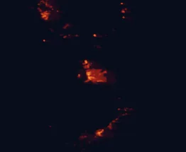 Satellite night-light map of the 50 km around Lake Havasu City, with Needles and Parker marked