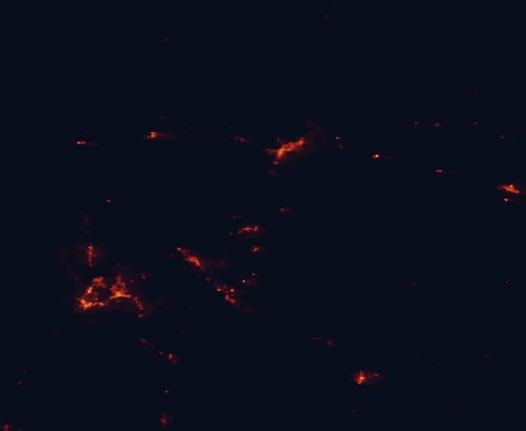 Satellite night-light map of the 100 km around Slide Rock State Park, with Flagstaff, Prescott Valley and Prescott marked