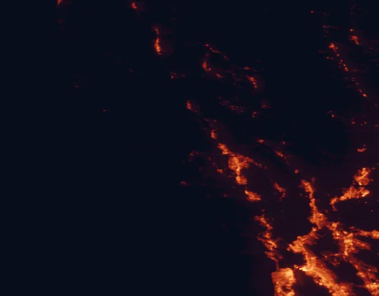 Satellite night-light map of the 100 km around Armstrong Redwoods State Natural Reserve, with San Francisco, Santa Rosa and Oakland marked