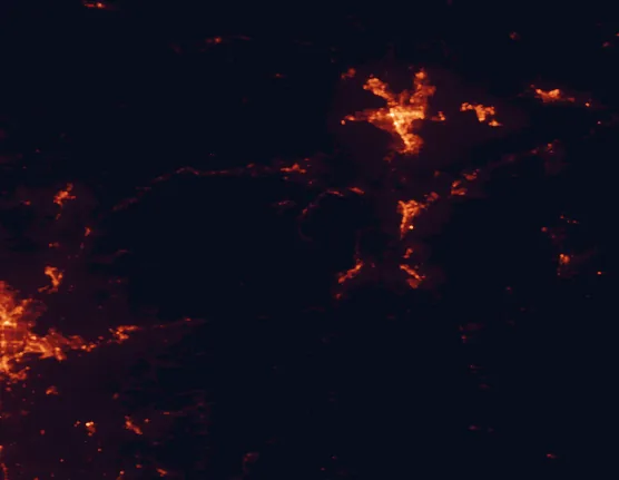 Satellite night-light map of the 100 km around Ed Z'berg Sugar Pine Point State Park, with Reno, Sparks and Carson City marked