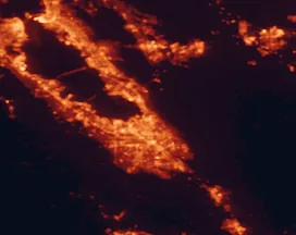 Satellite night-light map of the 50 km around Milpitas, with San Jose, San Francisco and Fremont marked