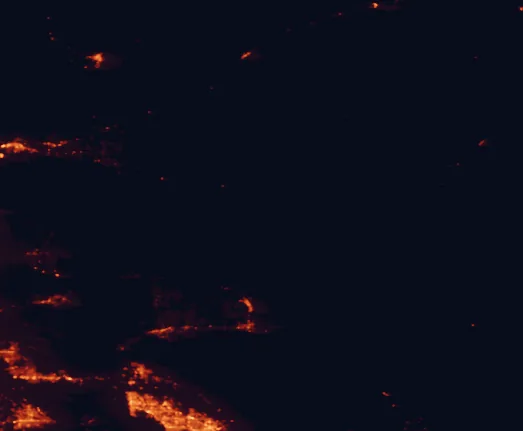 Satellite night-light map of the 100 km around Mojave Trails National Monument, with Hemet, Cathedral City and Palm Springs marked