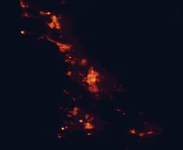 Satellite night-light map of the 50 km around Santa Maria, with Orcutt, Lompoc and San Luis Obispo marked