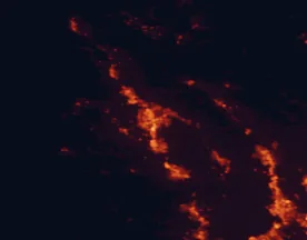 Satellite night-light map of the 50 km around Santa Rosa, with Rohnert Park, Vallejo and Petaluma marked
