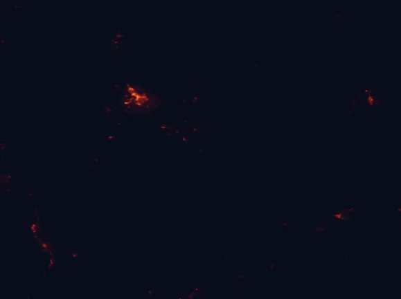 Satellite night-light map of the 100 km around World War II Valor in the Pacific National Monument, with Klamath Falls and Altamont marked