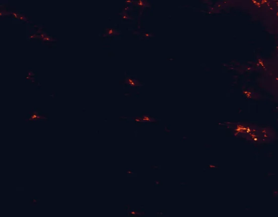 Satellite night-light map of the 100 km around Browns Canyon National Monument, with Cañon City and Bailey marked