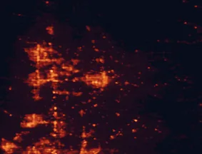 Satellite night-light map of the 50 km around Greeley, with Fort Collins, Loveland and Longmont marked
