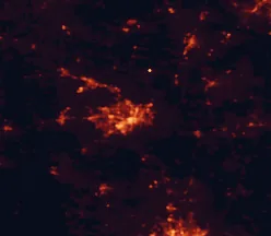 Satellite night-light map of the 50 km around Gainesville, with Alachua, Middleburg and Newberry marked