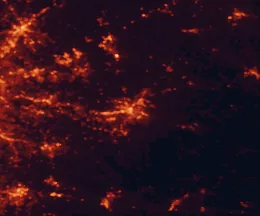 Satellite night-light map of the 50 km around Athens, with Gainesville, Country Club Estates and Winder marked