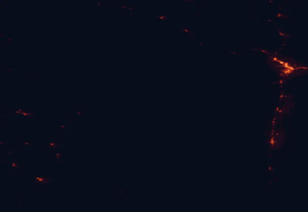 Satellite night-light map around Clearwater National Forest