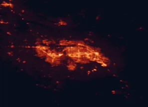 Satellite night-light map of the 50 km around Meridian, with Boise, Nampa and Caldwell marked