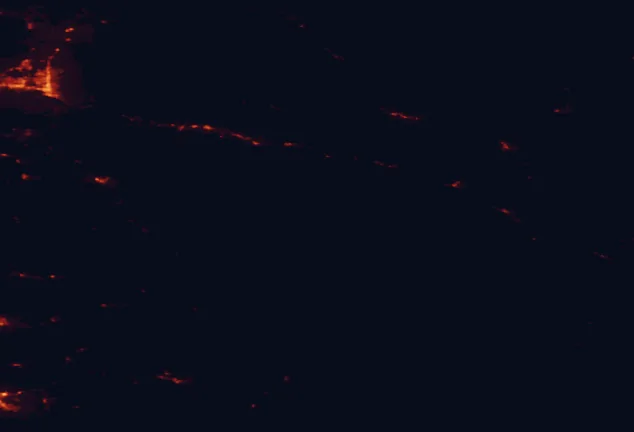 Satellite night-light map of the 100 km around St. Joe National Forest, with Coeur d'Alene and Hayden marked