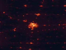Satellite night-light map of the 50 km around Champaign, with Savoy, Rantoul and Mahomet marked