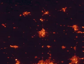 Satellite night-light map of the 50 km around Kokomo, with Anderson, Marion and Logansport marked