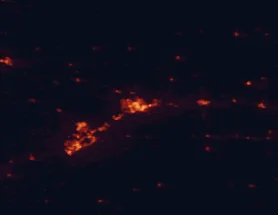 Satellite night-light map of the 50 km around Manhattan, with Junction City, Fort Riley North and Wamego marked
