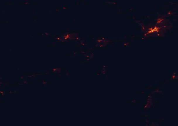 Satellite night-light map of the 100 km around Quoddy Head State Park, with Saint John, Quispamsis and Saint John West marked