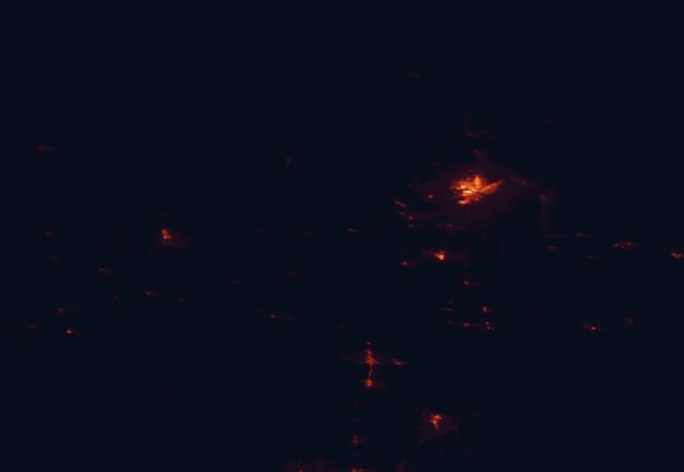 Satellite night-light map of the 100 km around Marquette National Forest, with Sault Ste. Marie and Sault Ste. Marie marked