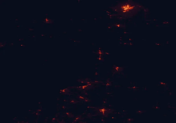 Satellite night-light map of the 100 km around Wilderness State Park, with Sault Ste. Marie and Sault Ste. Marie marked