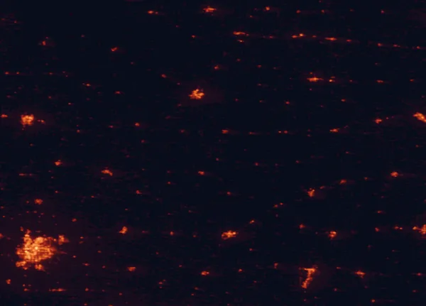Satellite night-light map of the 100 km around Lake Shetek State Park, with Sioux Falls, Marshall and Brookings marked