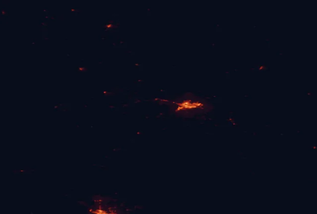 Satellite night-light map around First Peoples Buffalo Jump State Park