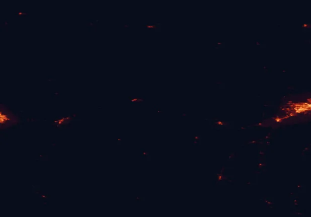 Satellite night-light map around Greycliff Prairie Dog Town State Park