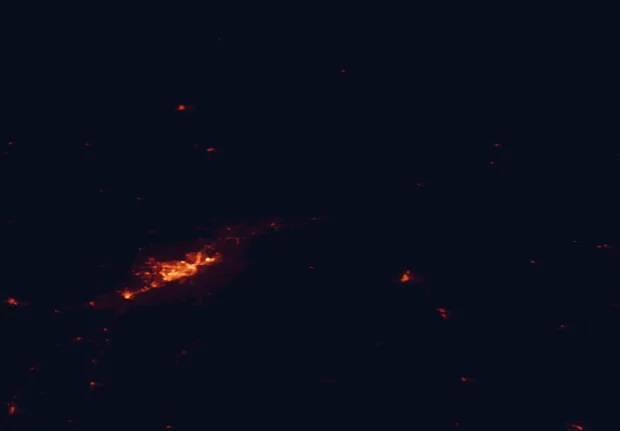 Satellite night-light map around Pompeys Pillar National Monument