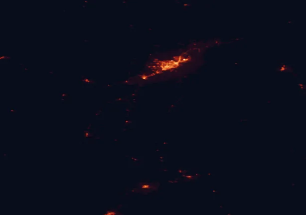 Satellite night-light map around Pryor Mountains National Forest