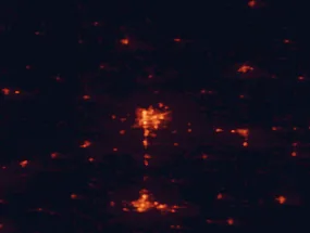 Satellite night-light map of the 50 km around Grand Island, with Hastings and Aurora marked